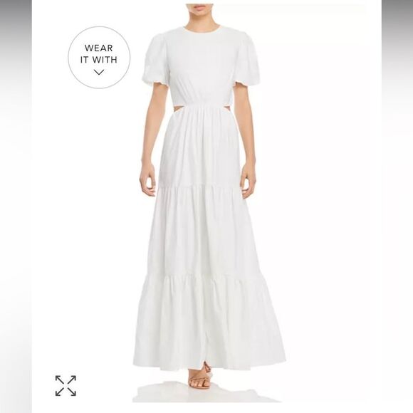 Bloomingdale's - NWT Plaza Cutout Puff Sleeve Maxi Dress - Picture 1 of 7